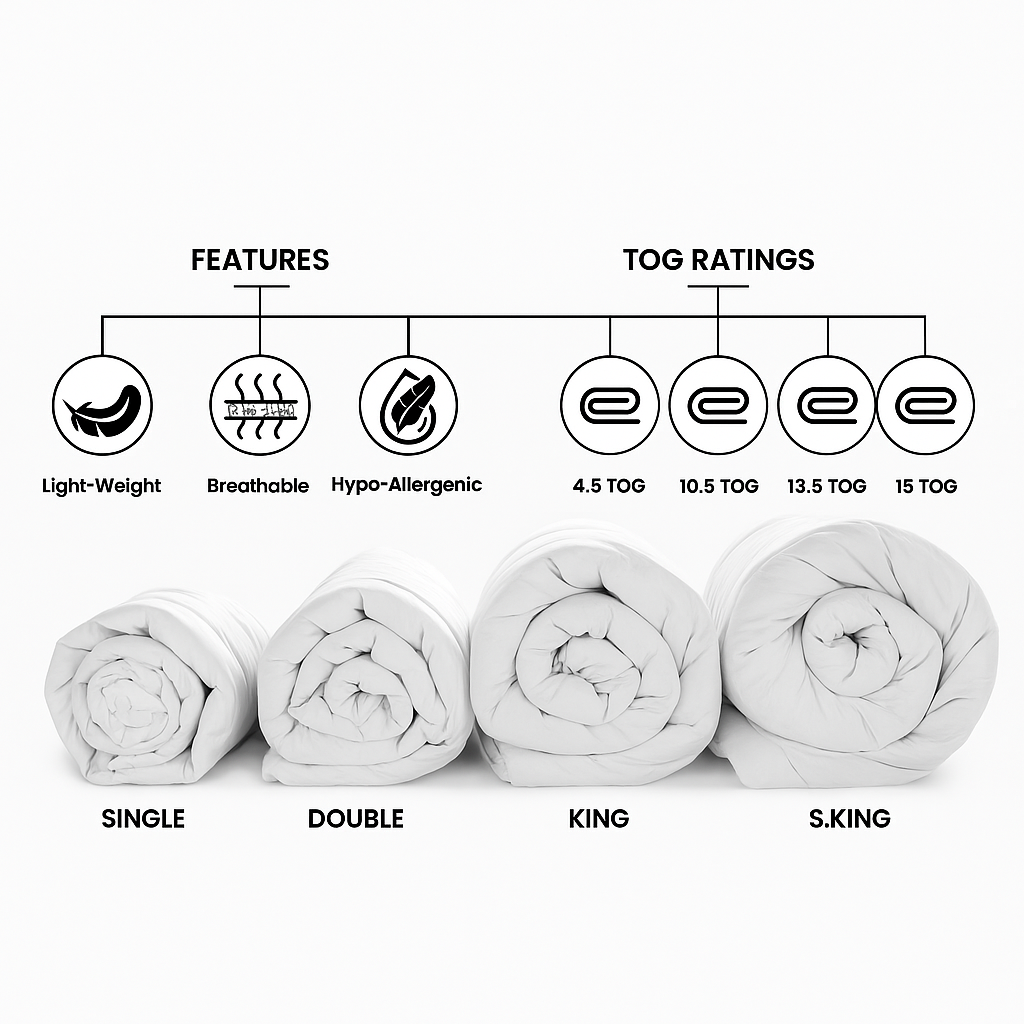 Premium Box Stitched Microfiber Duvet - 100% Virgin Hollowfiber Filled