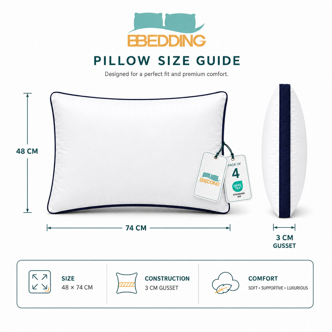 Luxury Box-Style Hotel Pillows – Egyptian Cotton & Hollowfibre Fill