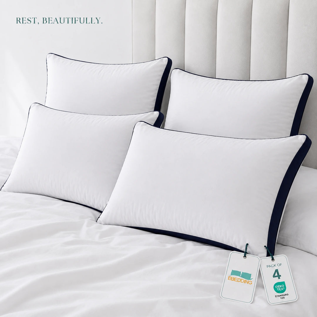 Luxury Box-Style Hotel Pillows – Egyptian Cotton & Hollowfibre Fill